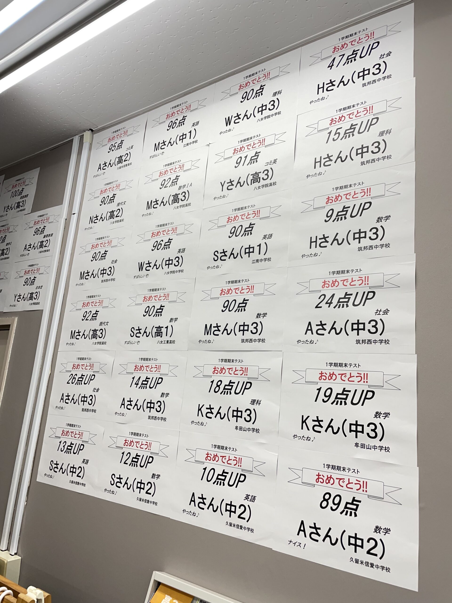 1学期期末テスト(津福教室3)